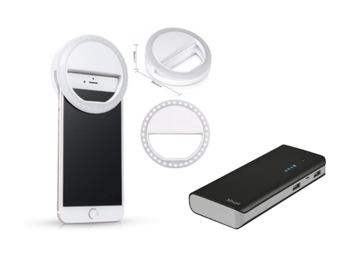 Selfie ring light en powerbank is vlogapparatuur dat je eigenlijk niet kunt missen.