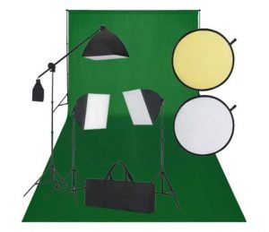 Studioset filmset voor vloggen - Groen scherm en studiolampen