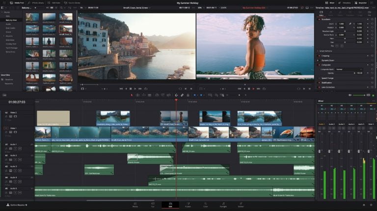 De Edit page van Davinci Resolve